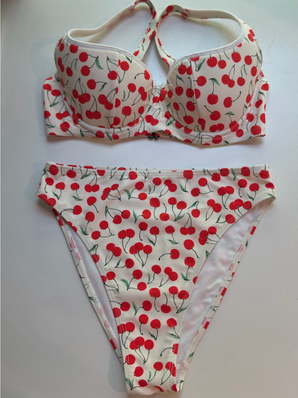 Good American Cherry Print Bikini — Red & White